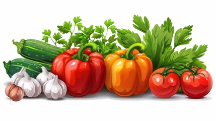 Fresh vegetables on a white background. Vegetables and spices.