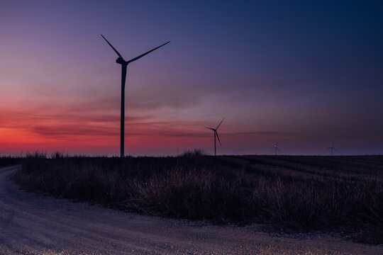 Wind Turbines at Sunset 