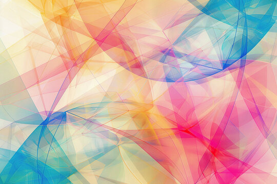 horizontal image of a colourful abstract transparent shapes background Generative AI