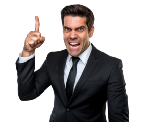 Business man serious emotions in transparent background