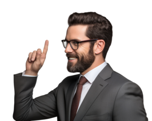 Business man serious emotions in transparent background