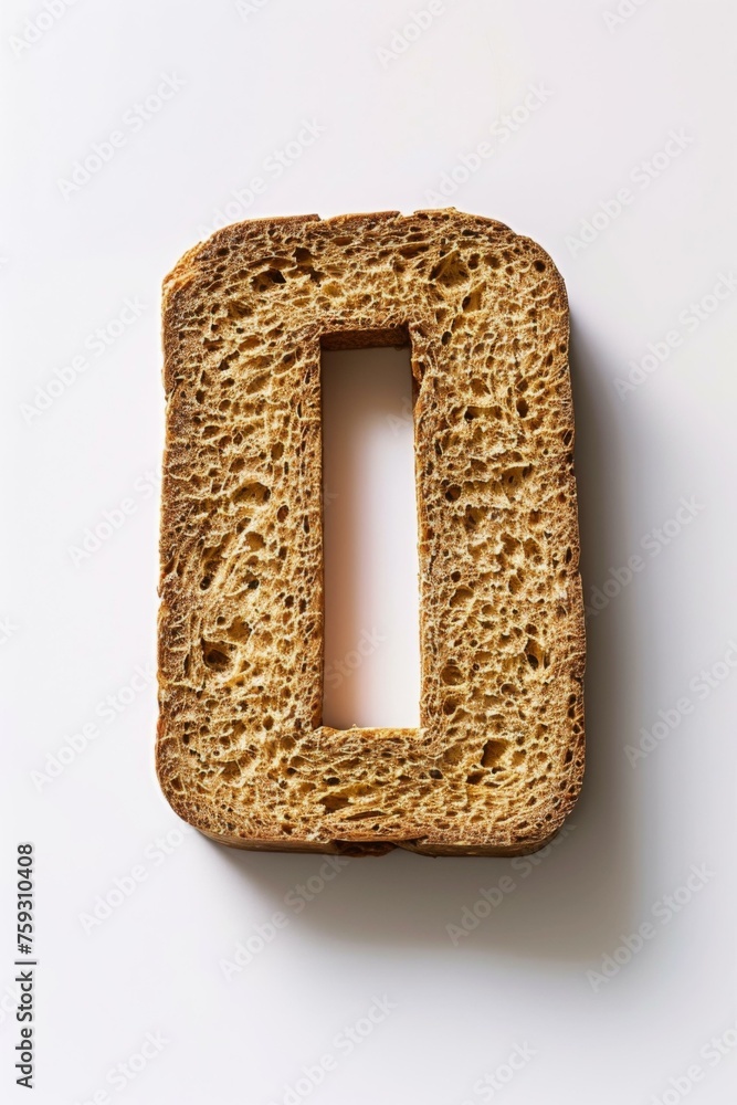 Poster a slice of bread with the letter o in the middle. generative ai.