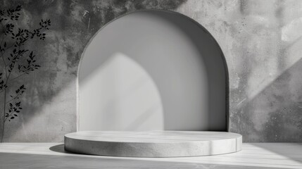 Podium with a modern and sleek gray studio background generative ai