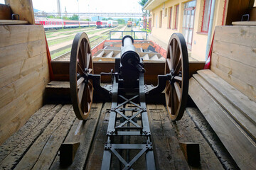 Military Historical cannon in the train