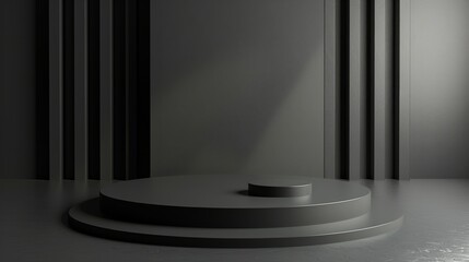 Podium with a modern and sleek gray studio background generative ai