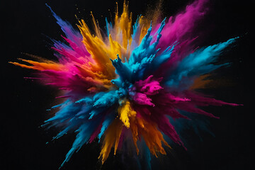 "Colorful Powder on Dark Background: A Vibrant Display"