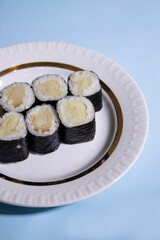 sushi roll with fresh fish seafood and rice