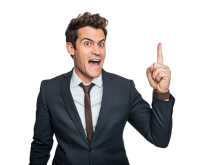 Business man serious emotions in transparent background