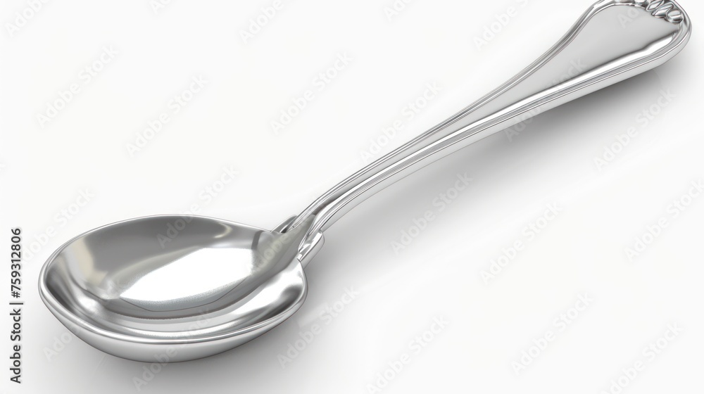 Poster a close up of a spoon on a white surface with a diamond on the end of the spoon and the rest of the 