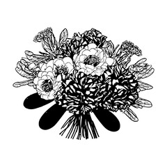 hand drawn illustration of flower bouquet