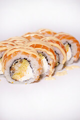 sushi roll with fresh fish seafood and rice