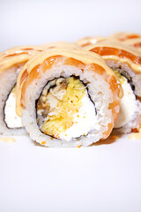 sushi roll with fresh fish seafood and rice