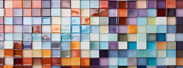 Colorful Mosaic of Reflective Tiles with Glossy Finish