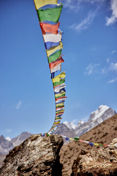 prayer flags in himalayas