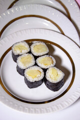 sushi roll with fresh fish seafood and rice