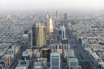 Fototapeta na wymiar Aerial view of Riyadh, capital of Saudi Arabia