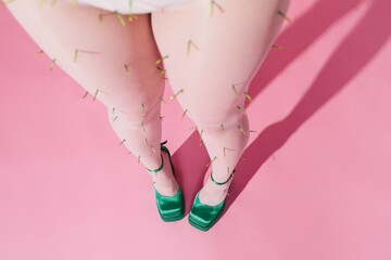 Pink color fashion with anonymous model