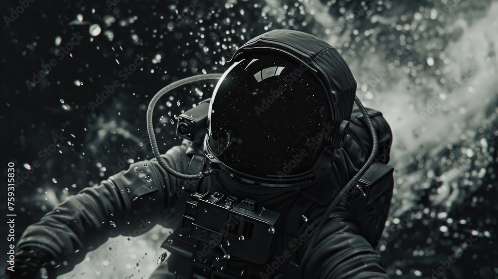 Wall mural astronaut floating in space generative ai