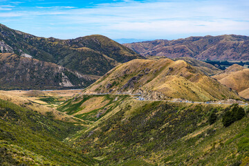 panorama of porters pass with famous road across the new zealand south island from canterbury to west coast