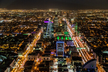 Evening aerial view of Riyadh, capital of Saudi Arabia