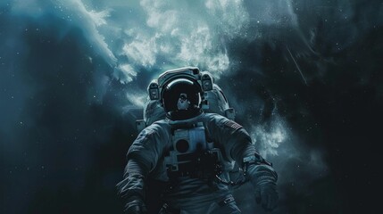 astronaut floating in space generative ai - obrazy, fototapety, plakaty