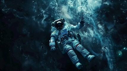 Fototapeta na wymiar astronaut floating in space generative ai
