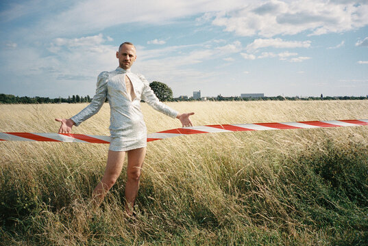 Man in a dress outdoors