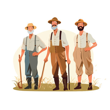 three men farmer work image vector illustration fla