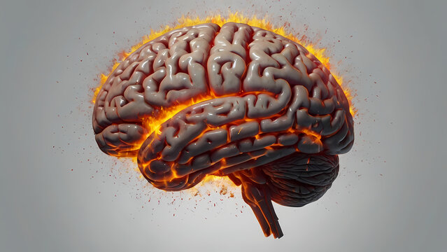 Painful brain on fire Created With Generative Ai