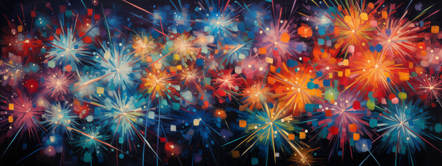 Firework Extravaganza Over Urban Horizon