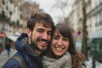 A man and a woman are smiling for the camera