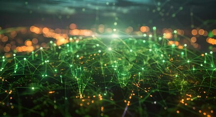 A visual representation of a global economic summit focused on digital assets and green technology integration