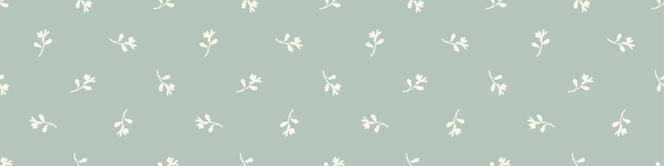 Modern botanical minimal wildflower vector border. Summer gender neutral pressed flower silhouette banner. Simple nature floral paper cut out ribbon for wedding, hedgerow decor repeat tile.