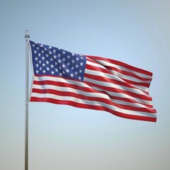 high contrasted waving usa flag, correct proportions, colors, blurred, blended background, tech, agriculture, industry, engineers, doctors, patriotism, national flag, american flag, stars and stripes,