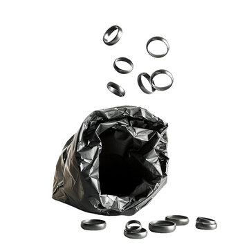 Rings falling from hole in the bag, PNG no background image