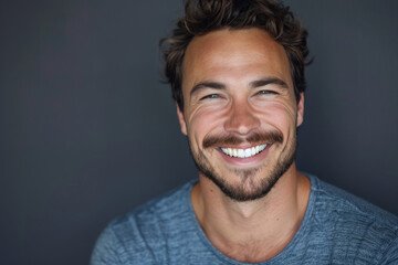 Obraz premium A man with a beard is smiling for the camera