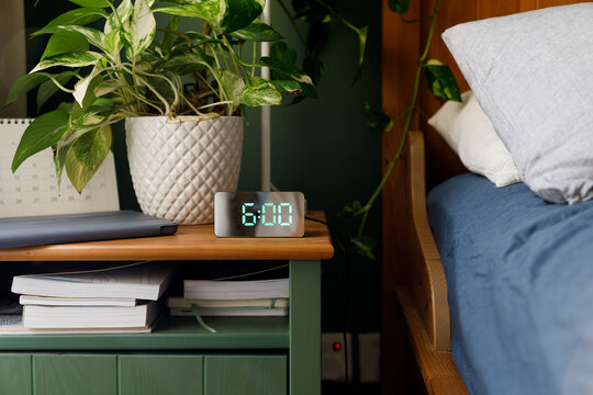 Bedroom with an alarm clock