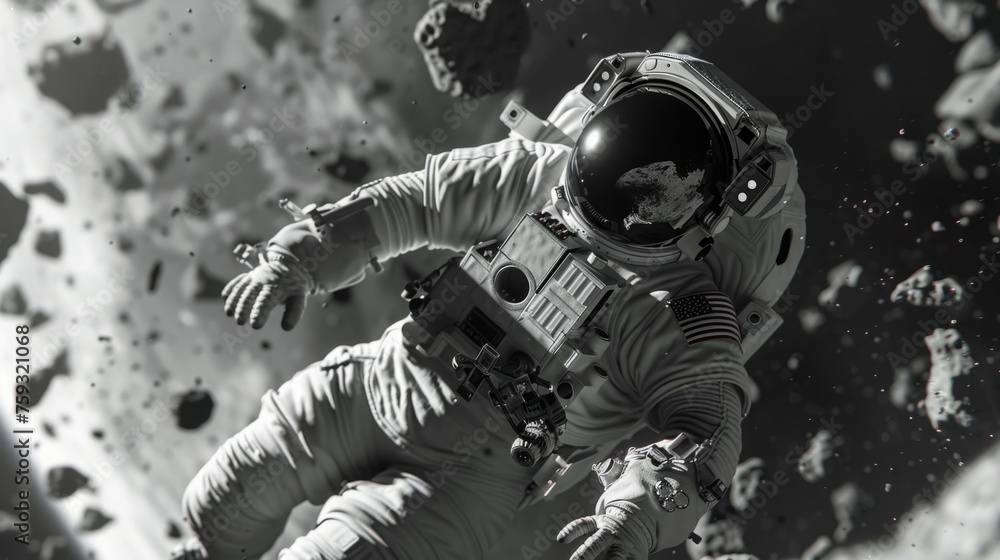 Wall mural astronaut in orbit generative ai