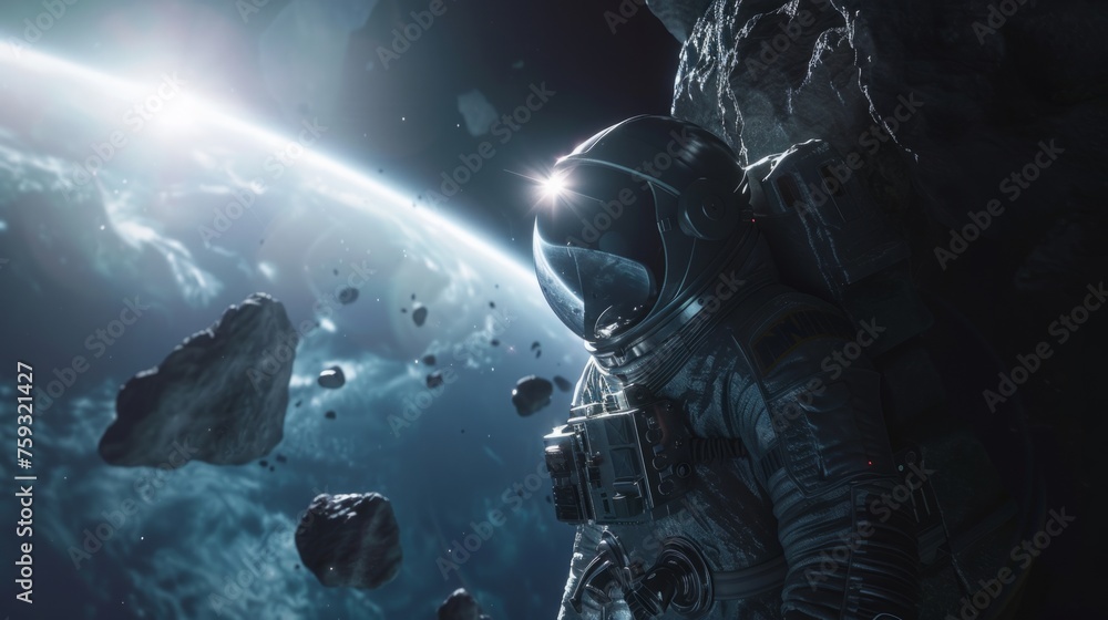 Wall mural astronaut in orbit generative ai