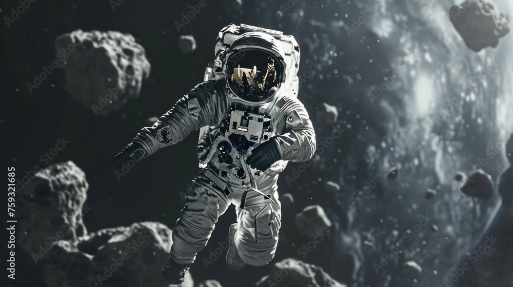 Wall mural astronaut in orbit generative ai
