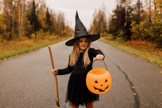 Kids Trick or Treating In Halloween Costumes