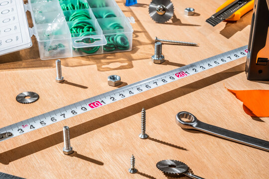 hardware and materials scattered