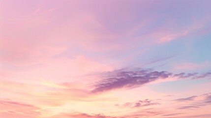 An enchanting and ultra-realistic view of the sky at dusk, featuring a harmonious blend of cool and warm tones. The scene captures the moment just after sunset, where the last light of day gives way - obrazy, fototapety, plakaty
