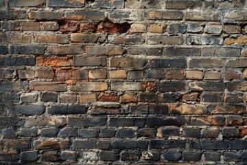 Worn brick wall with stains