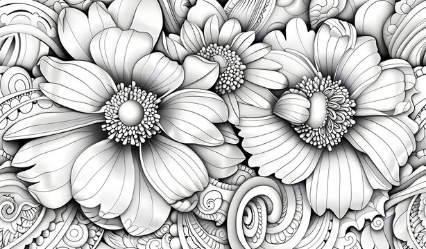 intricate zentangle flower seamless patterns