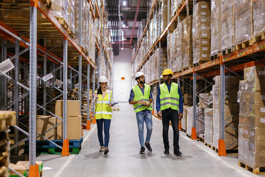 Working employees distribution center inspections storage service