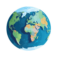 world planet earth with maps flat vector illustration