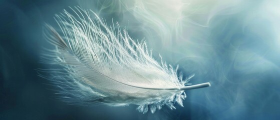 Close-up photography of a feather caught in a breeze, emphasizing movement and the ethereal nature of fligh, AI Generative - obrazy, fototapety, plakaty