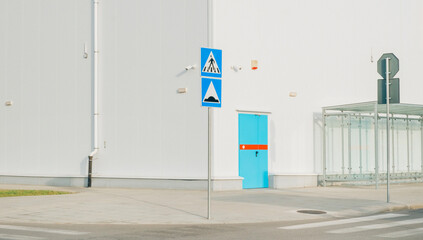 architectural detail with street sign.