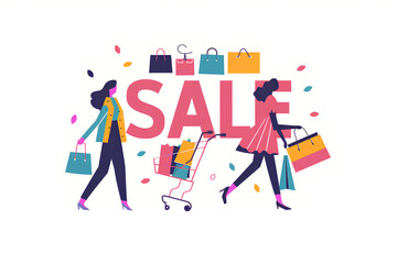 SALEとショッピングする女性-1